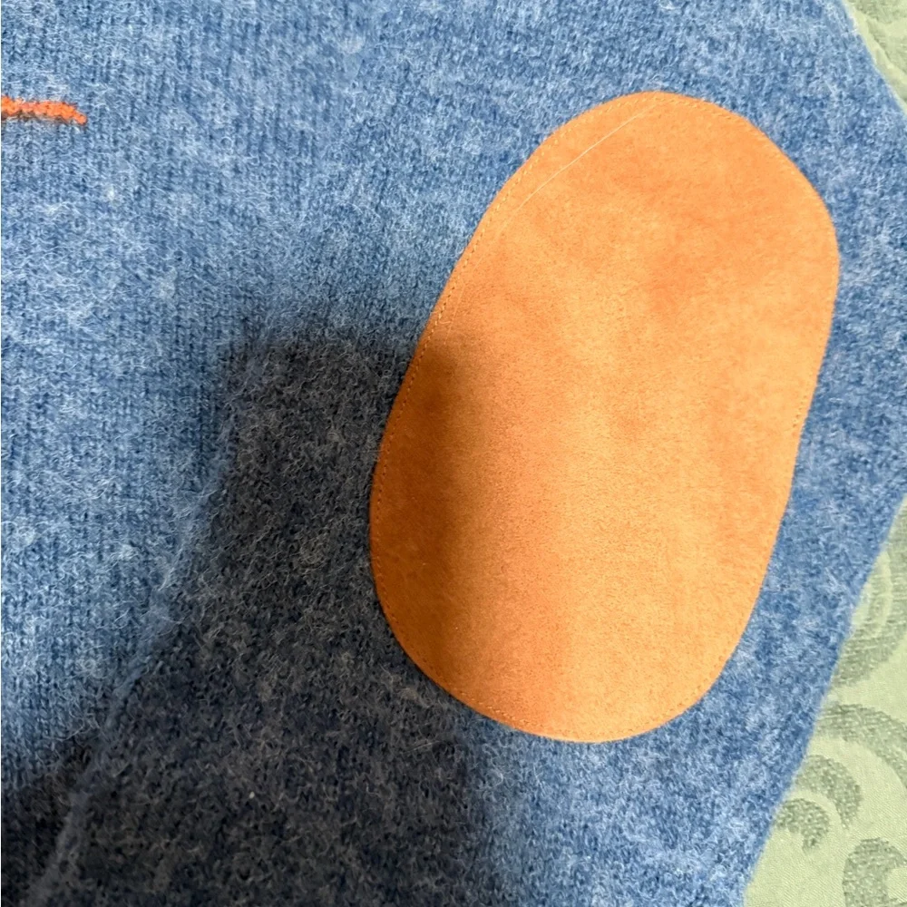 Ralph Lauren Blue Sweater with Duck Motif and Orange Patches - Picture 3 of 4